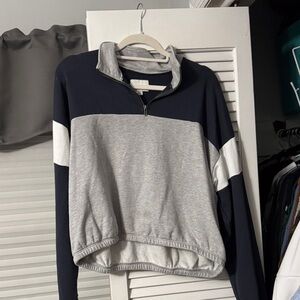 American Eagle Outfitters Navy and Gray Colorblock Sweatshirt